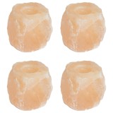 vidaXL Suporturi de lum&acirc;nări din piatră de sare, roz, 4 buc., 2,8 kg