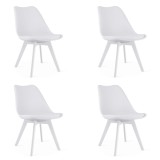 Set 4 scaune bucatarie/living, Artool, Mark, PP alb, picioare albe, 49x43x82 cm