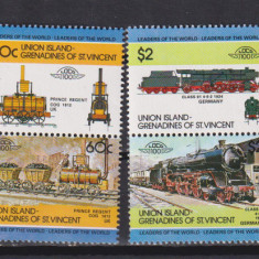 UNION ISLAND GRENADINES OF ST. VINCENT LOCOMOTIVE MI 13-20 MNH