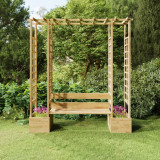 Pergola de gradina cu banca si jardiniera lemn masiv pin tratat GartenMobel Dekor, vidaXL