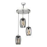 Lampa suspendata, lux.pro, PXTA-8193 Purley, 3 x E27, max 60W, 90 x 37 x 37 cm, metal, plastic, argintiu, negru HausGarden Leisure