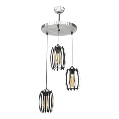 Lampa suspendata, lux.pro, PXTA-8193 Purley, 3 x E27, max 60W, 90 x 37 x 37 cm, metal, plastic, argintiu, negru HausGarden Leisure