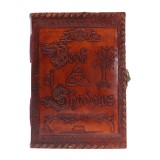 Agenda Jurnal mare din piele naturala cu inchidere metalica - Book of shadows (Cartea Umbrelor) - maro