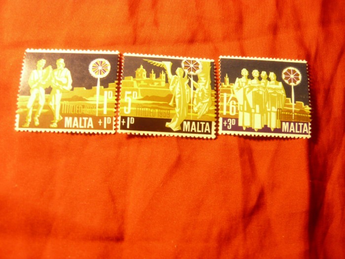 Serie Malta 1969 - CRACIUNUL , 3 valori (VAL. 1d cu defect)