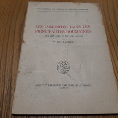 LES IMMUNITES DANS LES PRINCIPAUTES ROUMAINES - V. Costachel - 1947, 107 p.