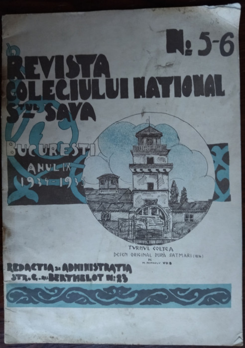 REVISTA COLEGIULUI NATIONAL SFANTUL SAVA/MAI-IUN1935/CU 3 DESENE DE HORIA DAMIAN