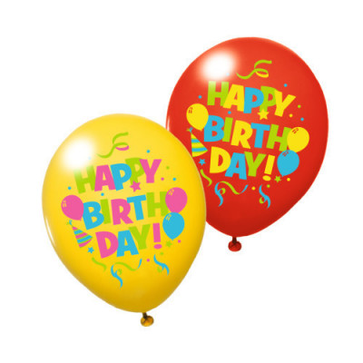 BALOANE HAPPY BIRTHDAY DIVERSE CULORI, CALITATE HELIUM, BIODEGRADABILE, SET 6 foto