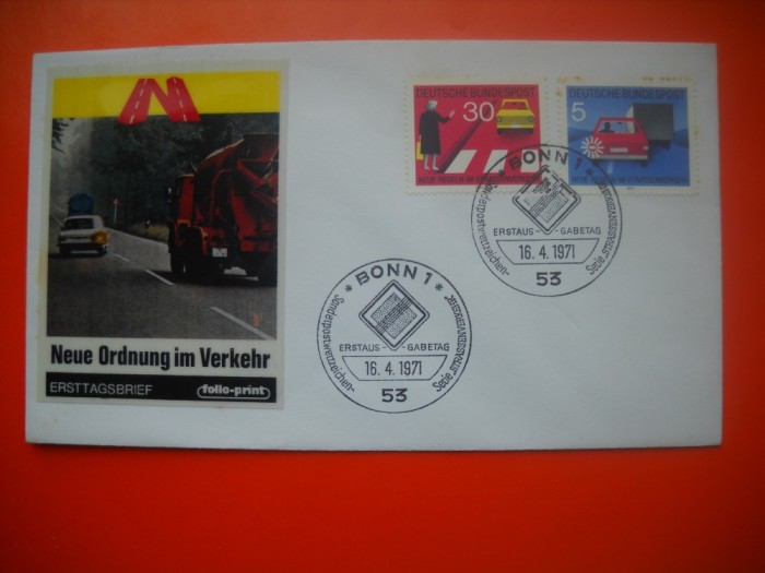 HOPCT PLIC S FDC NR 700 NOILE REGLEMENTARI RUTIERE 1971 GERMANIA -NECIRCULAT