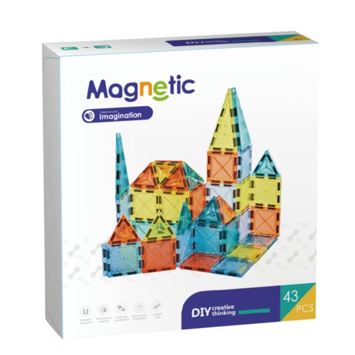 Joc de constructie magnetic - 43 piese (5.5 cm) PlayLearn Toys