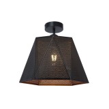 Plafoniera Industriala Hexa PL1 Klausen 28x35x35 cm, Corp Iluminat Metalic Negru si Auriu, Design Modern Elegant, Soclu E27, Ideal Hol sau Living