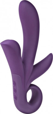 Vibrator Iepuras Trinity, Silicon, USB, Violet, 21 cm foto