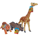 Up int&#039;l - Set 3 figurine din cauciuc animale salbatice, Girafa/Tigru/Hipopotam, 22 - 30 cm