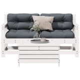 Gossi set mobilier de gradina cu perne, 3 piese, alb, lemn masiv pin