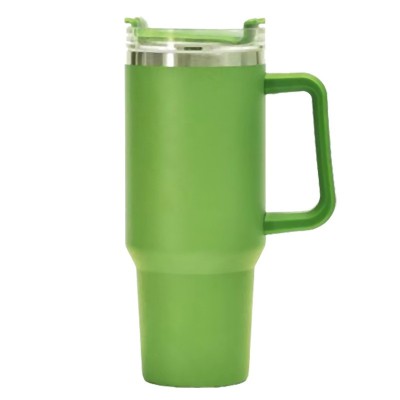 Cana termos din plastic, flippy, pentru bauturi calde si reci, cu maner, 9.9x9.9x27 cm, verde foto