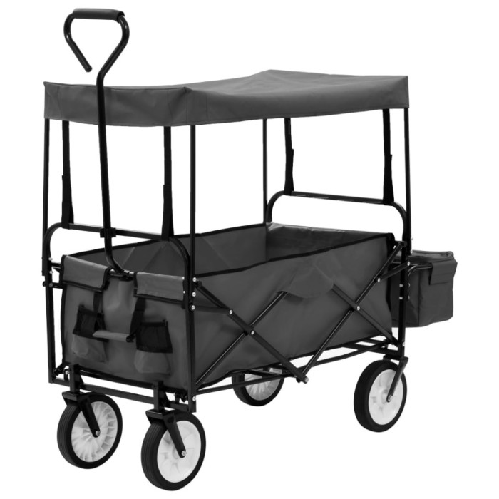 vidaXL Cărucior manual pliabil cu copertină, gri, oțel 145512