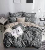 Cumpara ieftin Lenjerie Pat Galata Fx005, Bumbac, 4 Piese, Fara Elastic, Crem, Gri