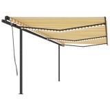 VidaXL Copertină retractabilă manual cu LED, galben &amp; alb, 6x3 m