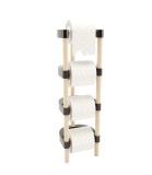 Suport 4 role de hartie igienica, lemn de pin natur, 17 x 15 x 56 cm