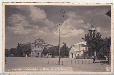 bnk cp Focsani - Primaria cu Biserica Sft Ioan - uzata 1939 foto