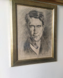 Tablou in creion vechi - Portretul pictorului Stefan Luchian - Semnat