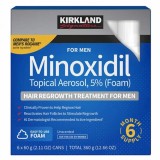 Minoxidil 5% Spumă Kirkland pentru bărbați, Tratament pentru creșterea părului, 6 flacoane