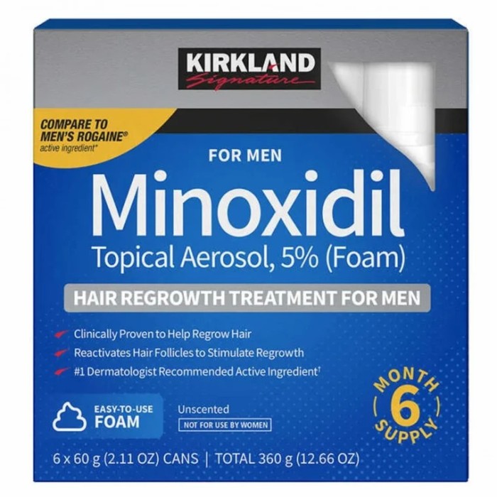 Minoxidil 5% Spumă Kirkland pentru bărbați, Tratament pentru creșterea părului, 6 flacoane