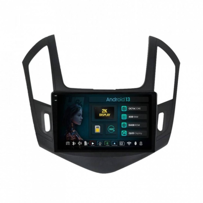 Navigatie 2K Chevrolet Cruze (2013-2015) 4GB RAM Android 13 Octacore Slot Sim 4G DSP GPS Wi-FI Carplay Android Auto USB Bluetooth Waze Touchscreen 9.5
