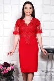 Rochie Ocazie Rosie Yves, Marimea 48, Crep Stretch, Broderie Aplicata Manual, Eleganta, Croi Drept