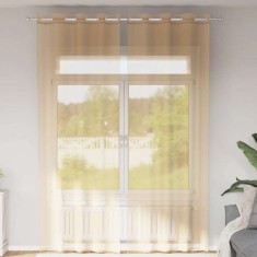 vidaXL Perdele Voile cu Oelii 2 buc Nisip 4102123