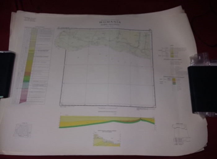 Plansa/harta geologica a republicii socialiste romania,CALAFAT-BECHET 1966,T.GRA
