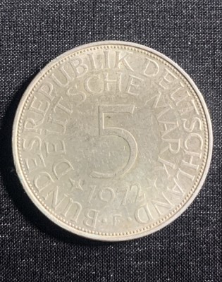 Moneda argint 5 mărci 1972F foto