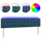 Cumpara ieftin Tablie de pat cu LED, albastru inchis, 180x5x78/88 cm, catifea