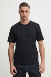 Sisley tricou din bumbac barbati, culoarea negru, neted, 35MAS1049