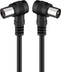Cablu conexiune antena 5m negru conector cotit Goobay foto