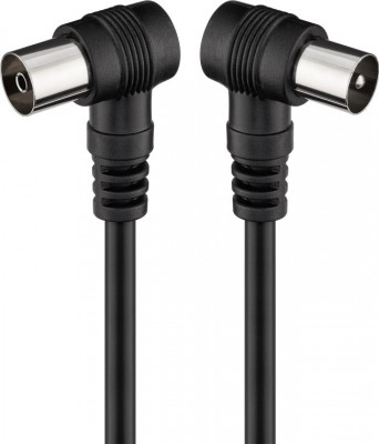Cablu conexiune antena 2.5m negru conector cotit Goobay foto