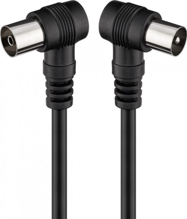 Cablu conexiune antena 2.5m negru conector cotit Goobay