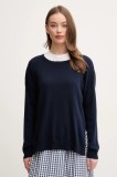United Colors of Benetton pulover de bumbac femei, culoarea bleumarin, light, 1091D10D7