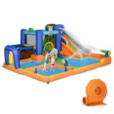 Outsunny Castel Gonflabil pentru Copii cu Tobogan Piscină Perete de Cățărat Inflator și Geantă de Transport 430x420x200cm Multicolor | Aosom Romania