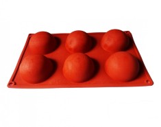 Forma silicon 6 cavitati, Pentru prajituri, Rosu, 28 cm, 296COF