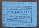 Carte de abonament interbelica ; Restaurantul La doi stejari , Bucuresti