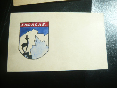 Miniplic cu felicitare Emblema oras Fagaras -pictata manual acuarela foto
