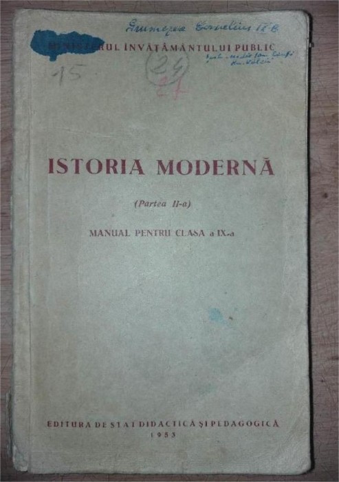 Istoria moderna Partea a 2 a Manual pentru clasa a 9-a Partea a 2 a