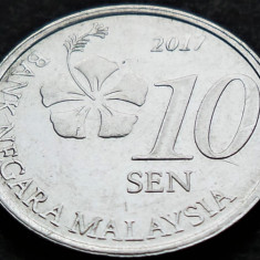 Moneda exotica 10 SEN - MALAEZIA, anul 2017 *cod 3873 A - A.UNC!