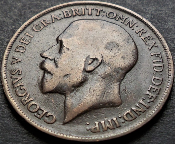 Moneda istorica 1 (ONE) Penny - ANGLIA, anul 1918 *cod 4698 - GEORGIVS V