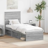vidaXL Cadru de pat Gri Sonoma 75 x 190 cm Lemn de pin masiv 3411078