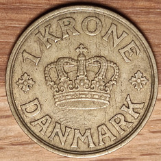 Danemarca - moneda de colectie semnata N♥GJ - 1 krone 1939 impecabila ! an rar !