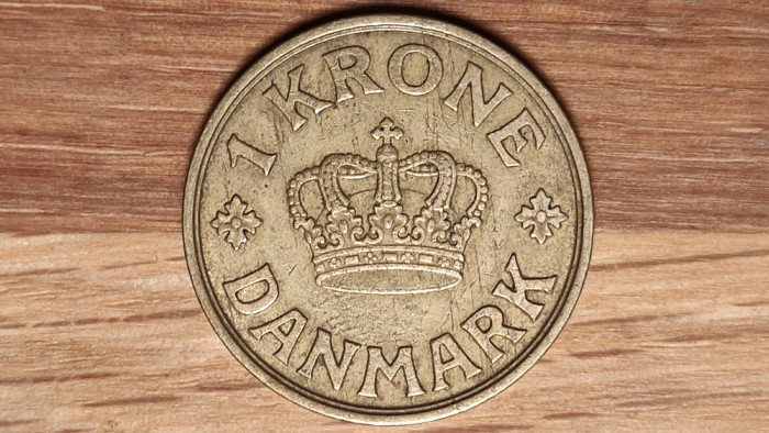 Danemarca - moneda de colectie semnata N&hearts;GJ - 1 krone 1939 impecabila ! an rar !