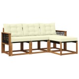 vidaXL Set de canapele de exterior cu pernă 4 pcs Natural și Crem 3381870