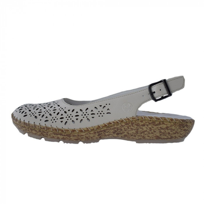 Pantofi dama, din piele naturala, marca Rieker, 44861-60-52-22, crem