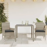 Gossi set mobilier gradina perne 3 piese gri deschis poliratan sticla